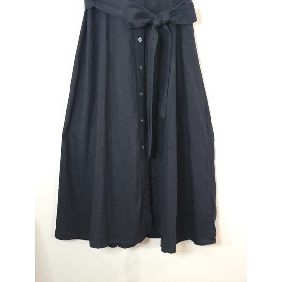 Gap Black Linen Belted Midi Shirt Dress Womens Size Medium Button Down - Picture 6 of 12